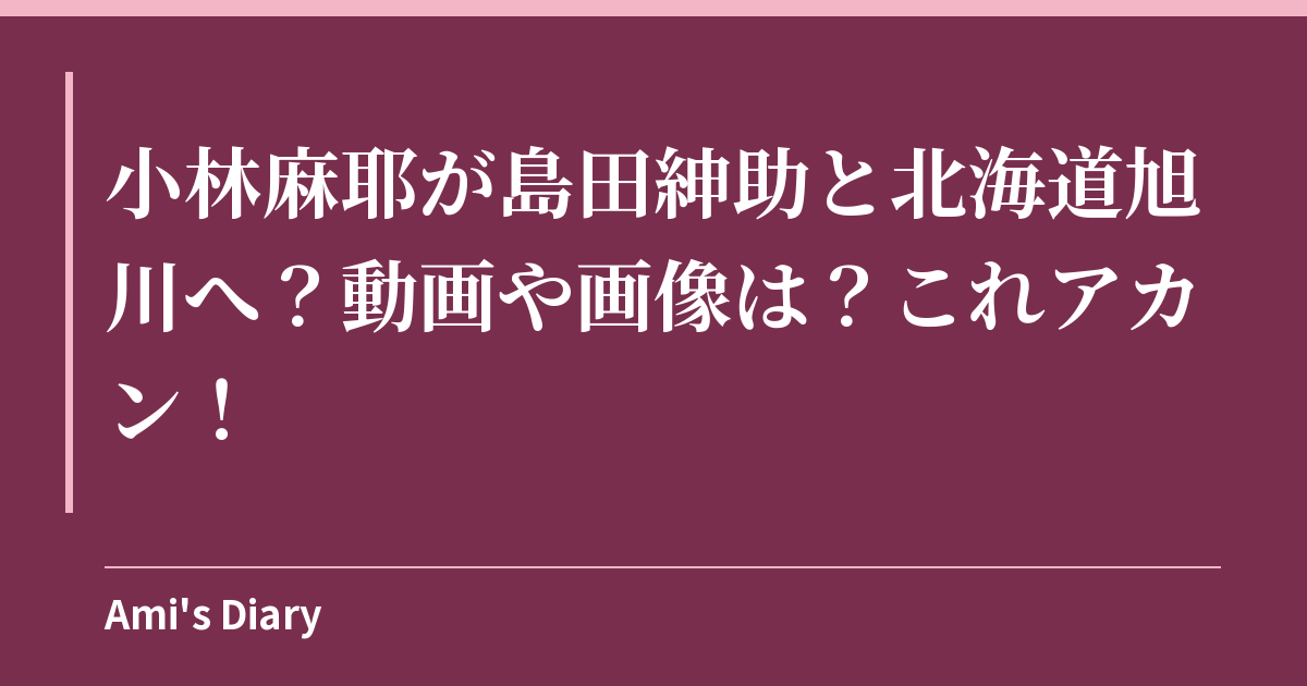 小林麻耶が島田紳助と北海道旭川へ？動画や画像は？これアカン！